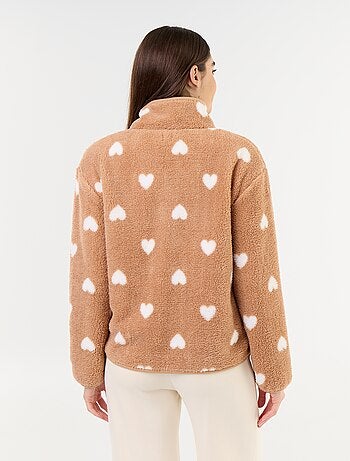 Haut en polaire zippé à motif