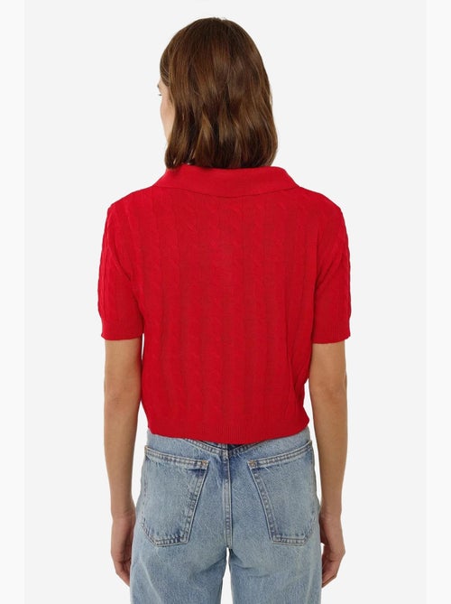 Haut en tricot à col chemise avec motif de tresses hiccup - Kiabi Haut en tricot à col chemise avec motif de tresses hiccup - Kiabi
