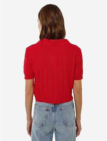 Haut en tricot à col chemise avec motif de tresses