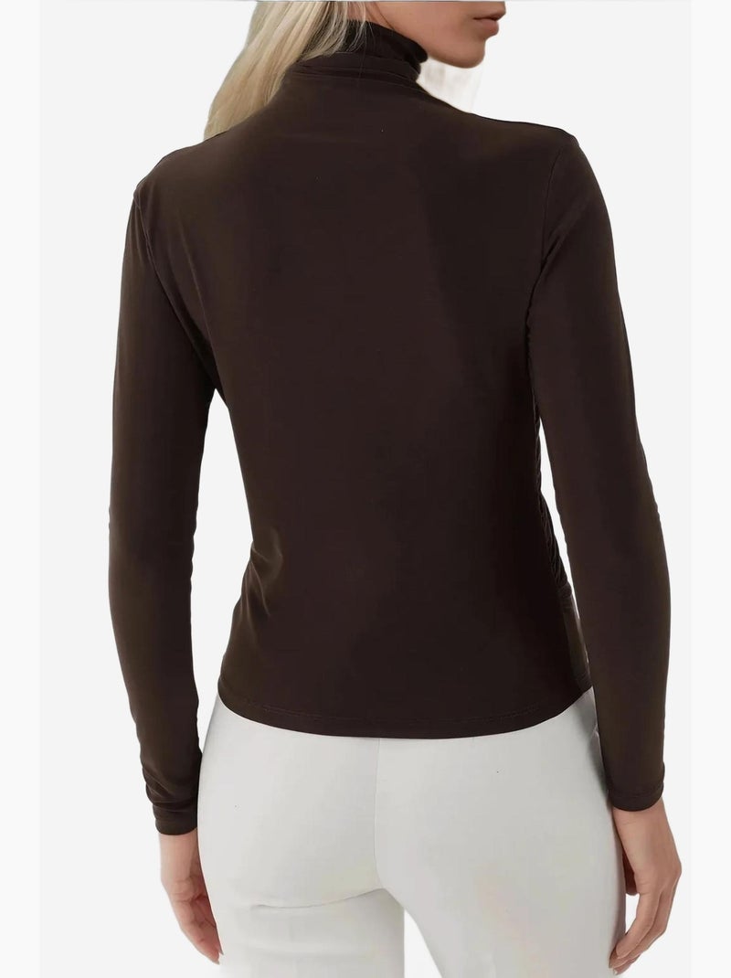 Haut en tricot élégant à manches longues hiccup Marron chocolat - Kiabi