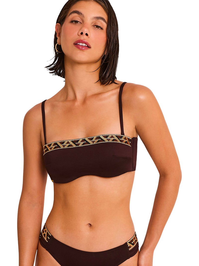 Haut maillot de bain bandeau duna Marron - Kiabi