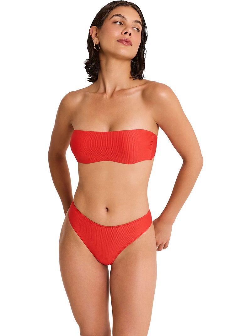 Haut maillot de bain bandeau non préformé solstice Orange corail - Kiabi