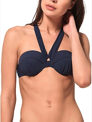 Haut maillot de bain bandeau préformé blue sense bleu