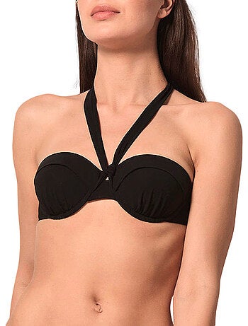 Haut maillot de bain bandeau préformé blue sense noir