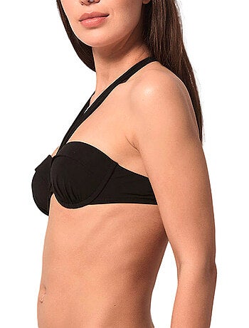 Haut maillot de bain bandeau préformé blue sense noir