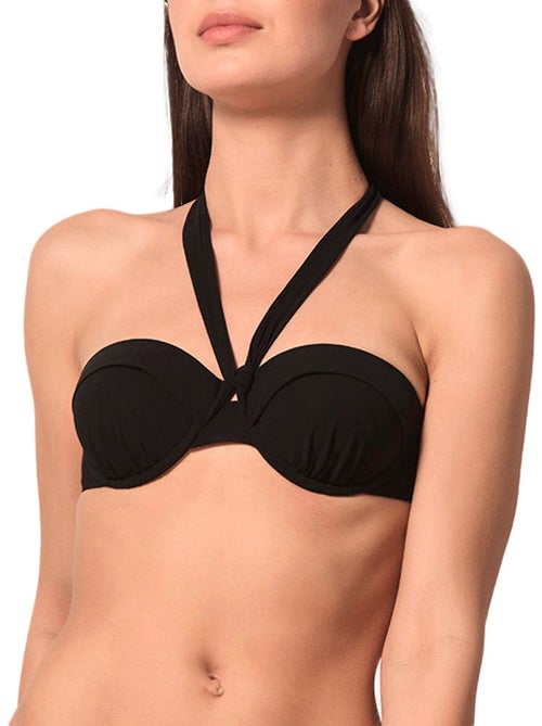 Haut maillot de bain bandeau préformé blue sense noir - Kiabi