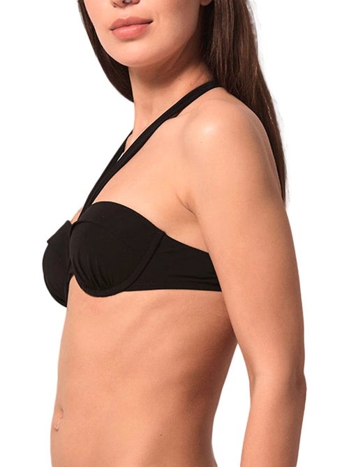 Haut maillot de bain bandeau préformé blue sense noir - Kiabi
