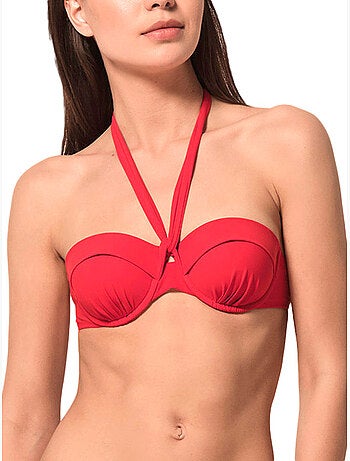 Haut maillot de bain bandeau préformé blue sense rouge