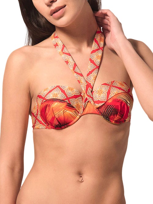 Haut maillot de bain bandeau préformé broadway rouge - Kiabi Haut maillot de bain bandeau préformé broadway rouge - Kiabi