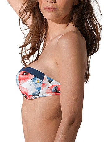 Haut maillot de bain bandeau préformé poppy