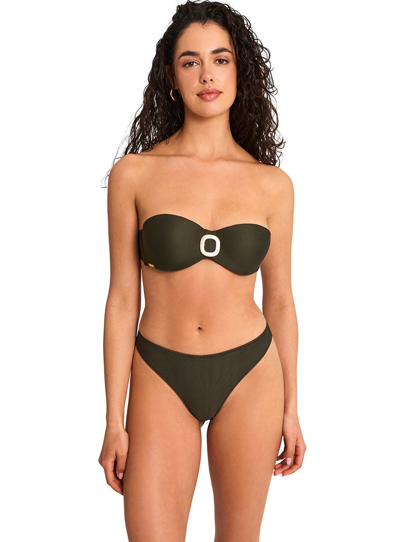 Haut maillot de bain bandeau solstice Kaki - Kiabi