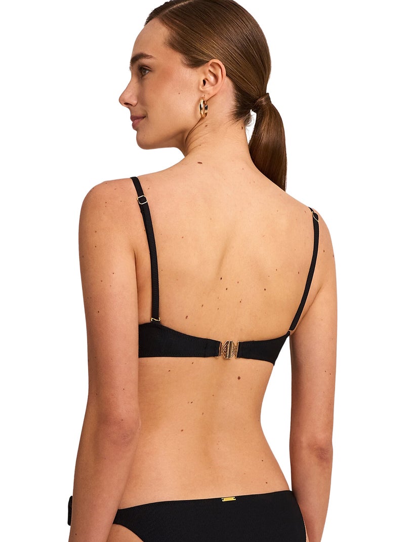 Haut maillot de bain décolleté préformé sans armatures solstice Noir - Kiabi