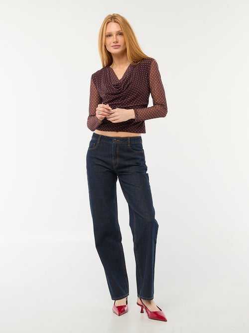 Haut manches longues drapé uni - Kiabi