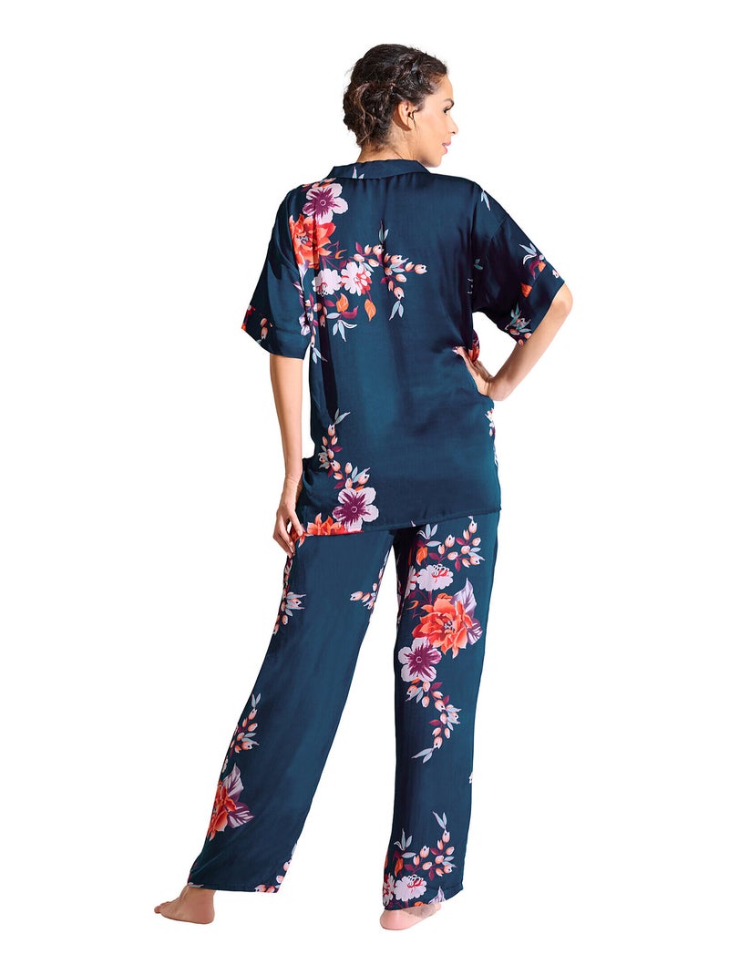 Haut pyjama chemise manches courtes amaryllis Bleu - Kiabi