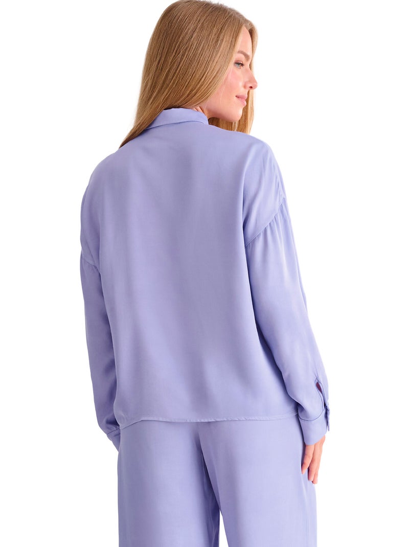 Haut pyjama chemise manches longues stella Violet - Kiabi