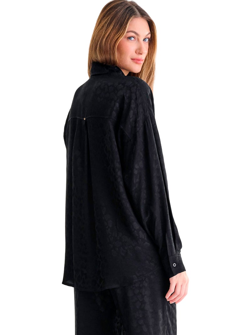 Haut pyjama chemise manches longues talena Noir - Kiabi