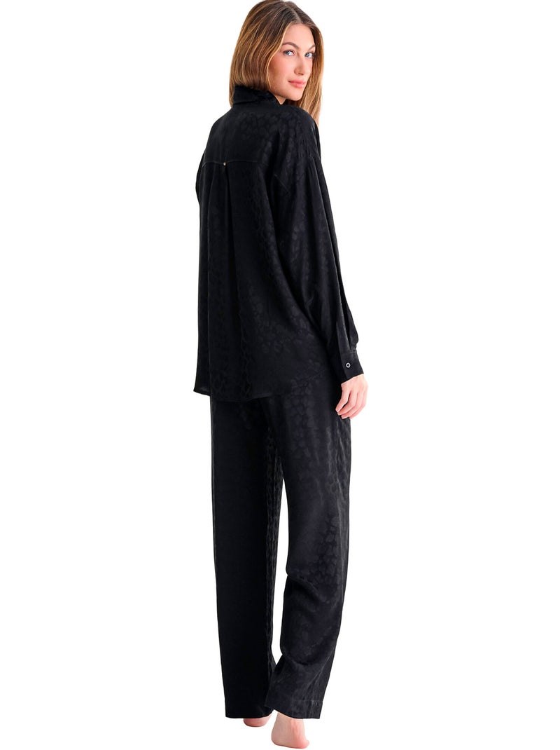 Haut pyjama chemise manches longues talena Noir - Kiabi
