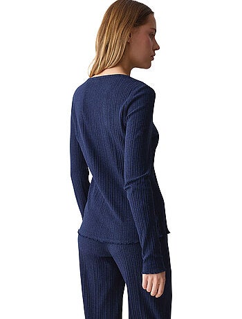 Haut pyjama ouvert manches longues versatile rib