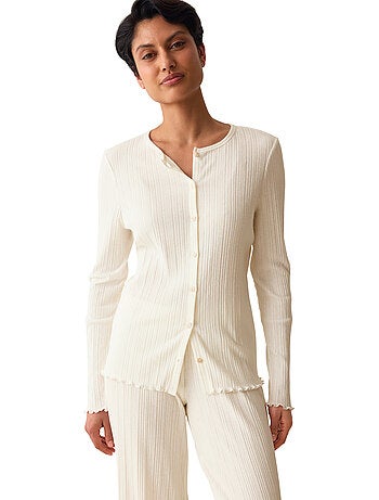 Haut pyjama ouvert manches longues versatile rib