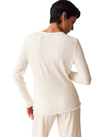 Haut pyjama ouvert manches longues versatile rib