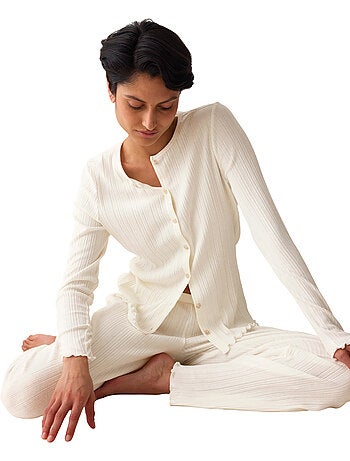 Haut pyjama ouvert manches longues versatile rib