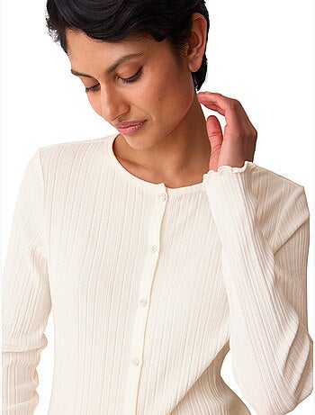 Haut pyjama ouvert manches longues versatile rib