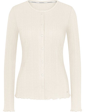 Haut pyjama ouvert manches longues versatile rib