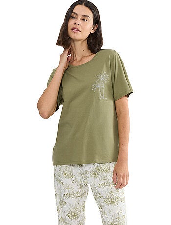 Haut pyjama t-shirt manches courtes mix and match
