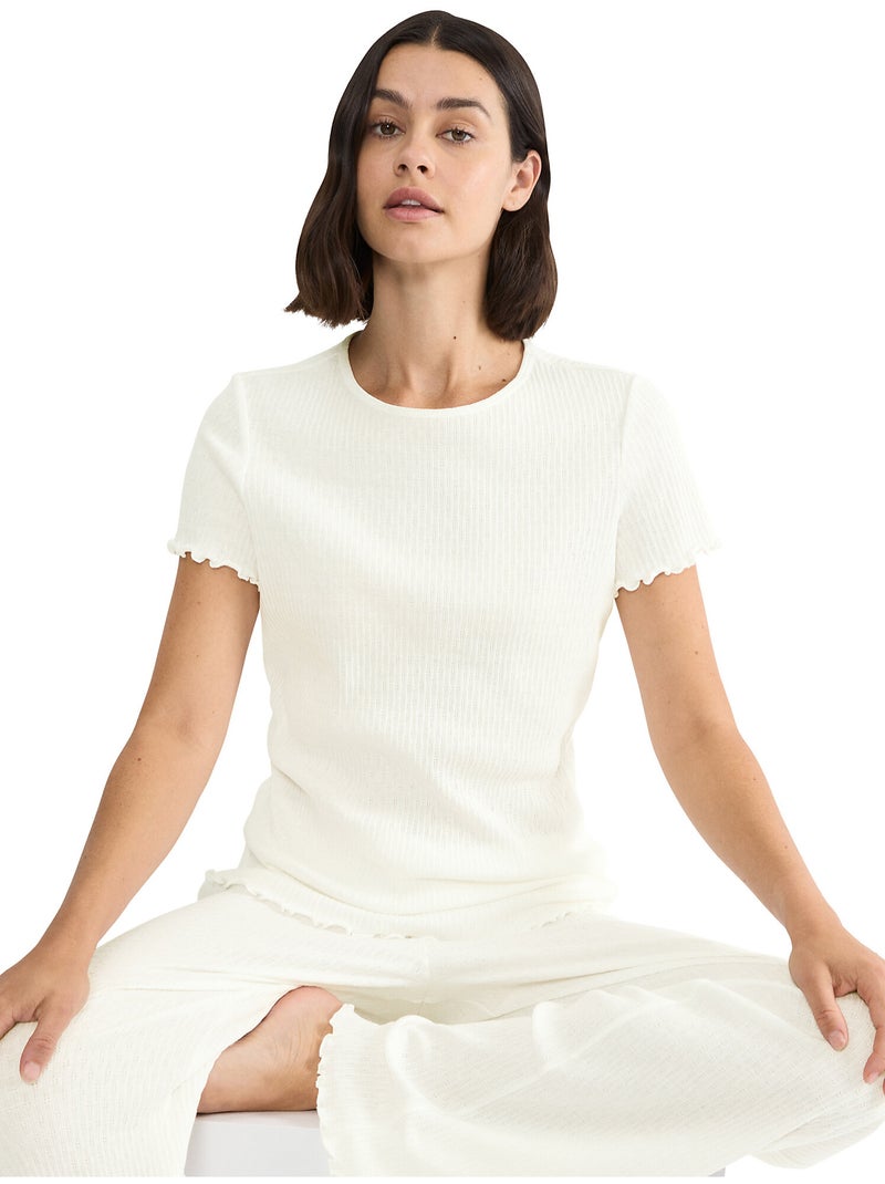 Haut pyjama t-shirt manches courtes mix match Blanc - Kiabi