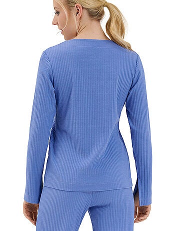 Haut pyjama top col v manches longues lucky