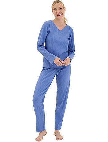 Haut pyjama top col v manches longues lucky
