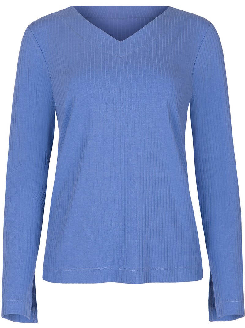 Haut pyjama top col v manches longues lucky Bleu - Kiabi