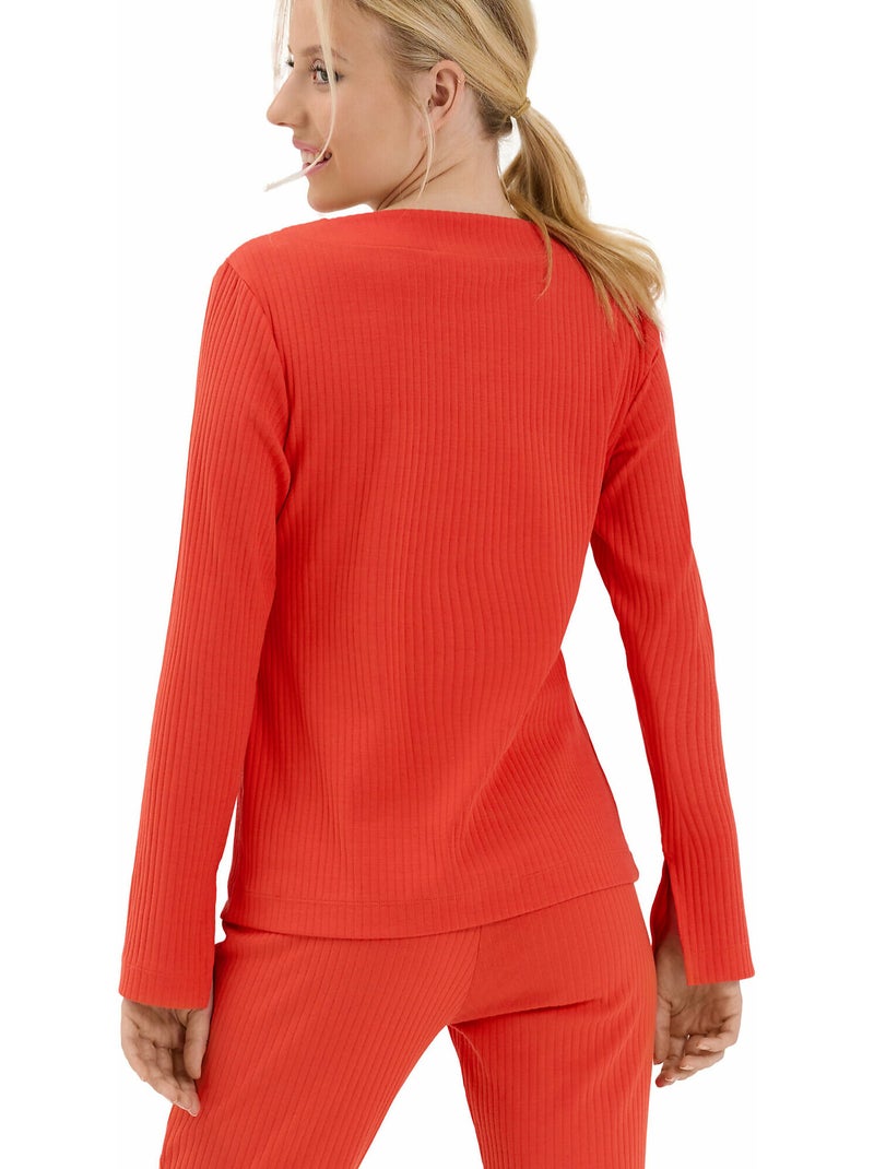 Haut pyjama top col v manches longues lucky Orange - Kiabi