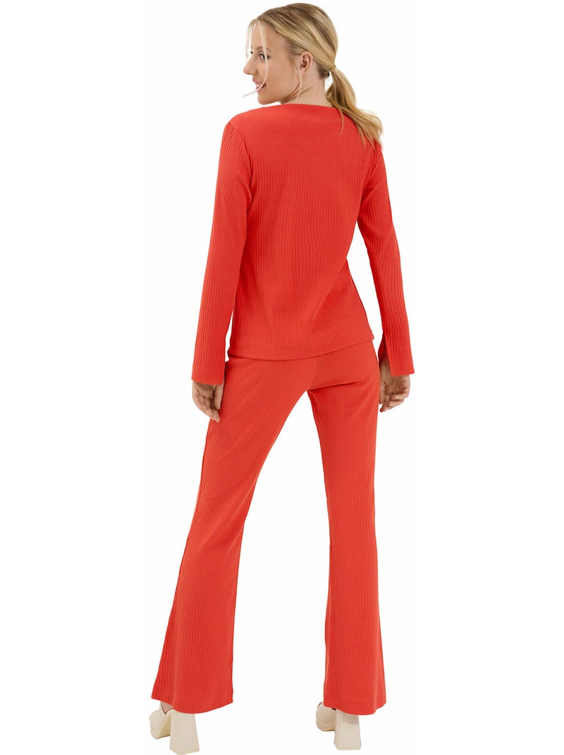 Haut pyjama top col v manches longues lucky Orange - Kiabi
