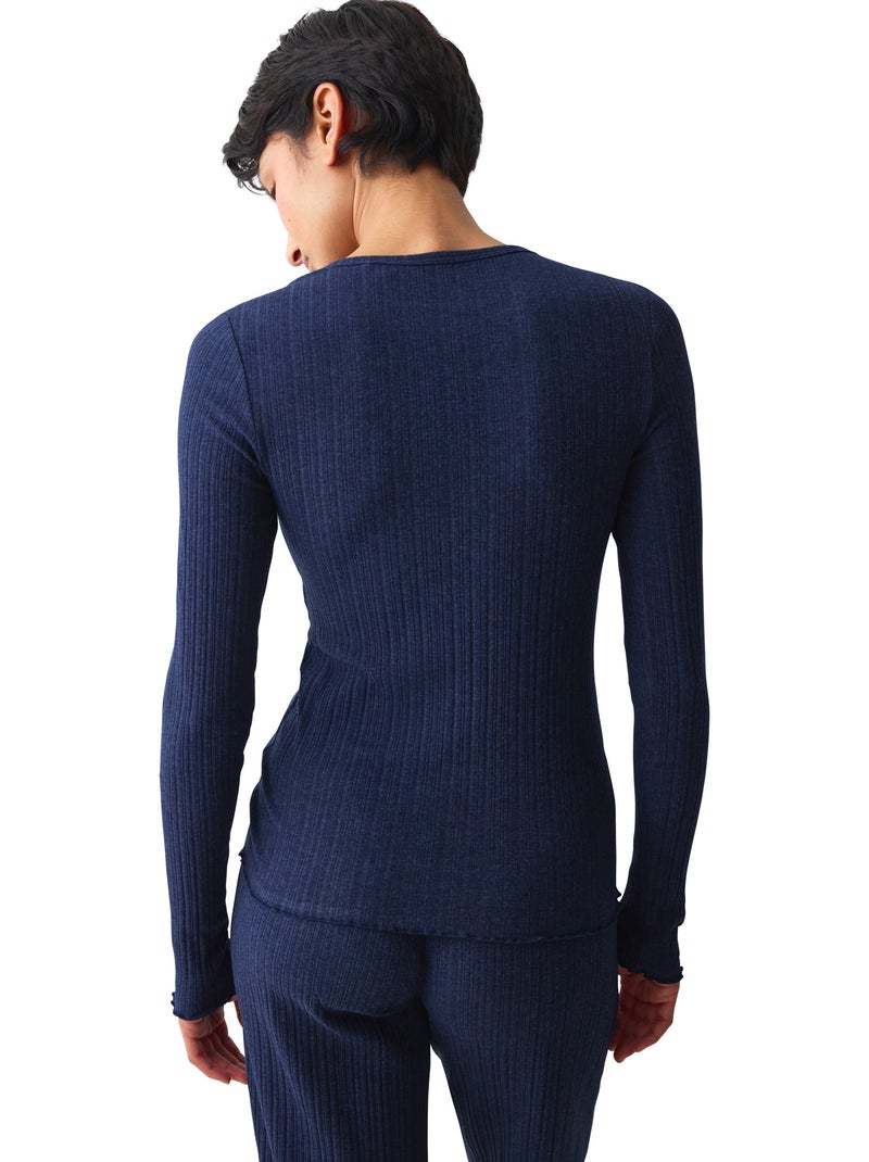 Haut pyjama top manches longues versatile rib Bleu - Kiabi