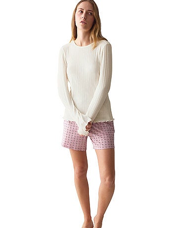 Haut pyjama top manches longues versatile rib