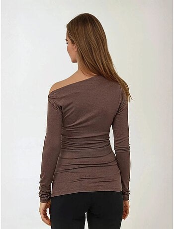 Haut slim à manches longues et col asymétrique hiccup