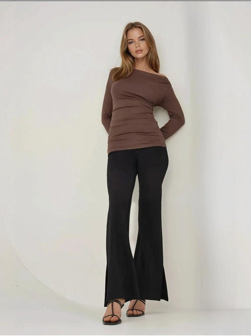 Haut slim à manches longues et col asymétrique hiccup - Kiabi Haut slim à manches longues et col asymétrique hiccup - Kiabi