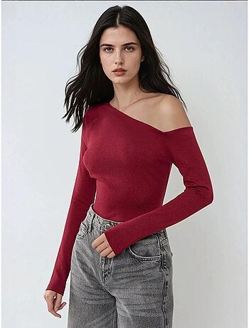 Haut slim à manches longues et col asymétrique hiccup