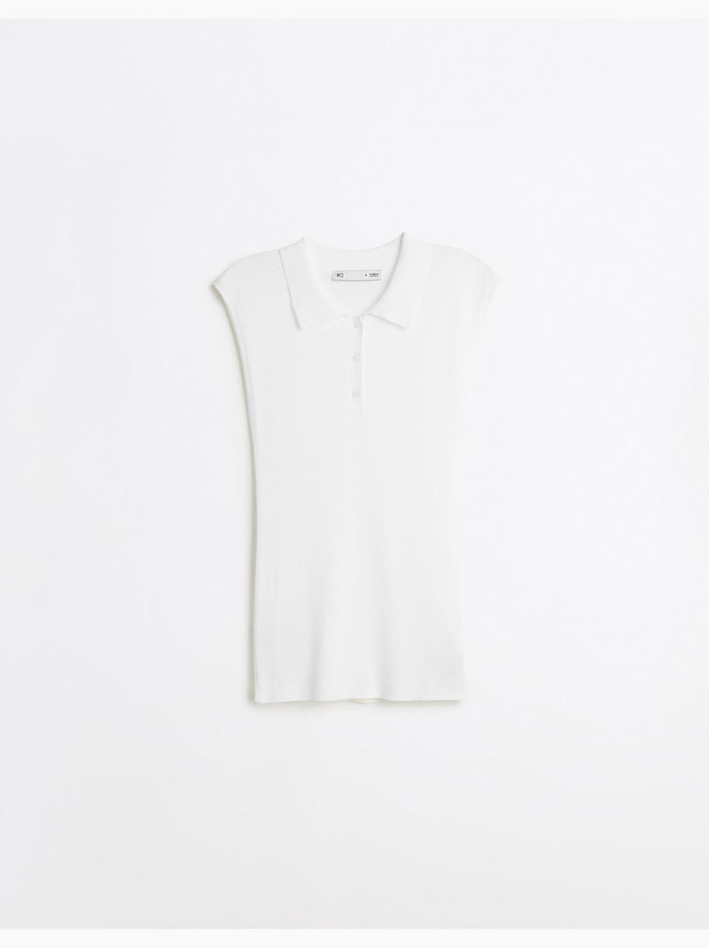 Haut tricoté avec col polo, mo fashion Blanc - Kiabi