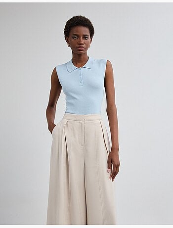 Haut tricoté avec col polo, mo fashion
