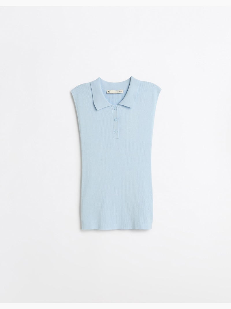 Haut tricoté avec col polo, mo fashion Bleu - Kiabi