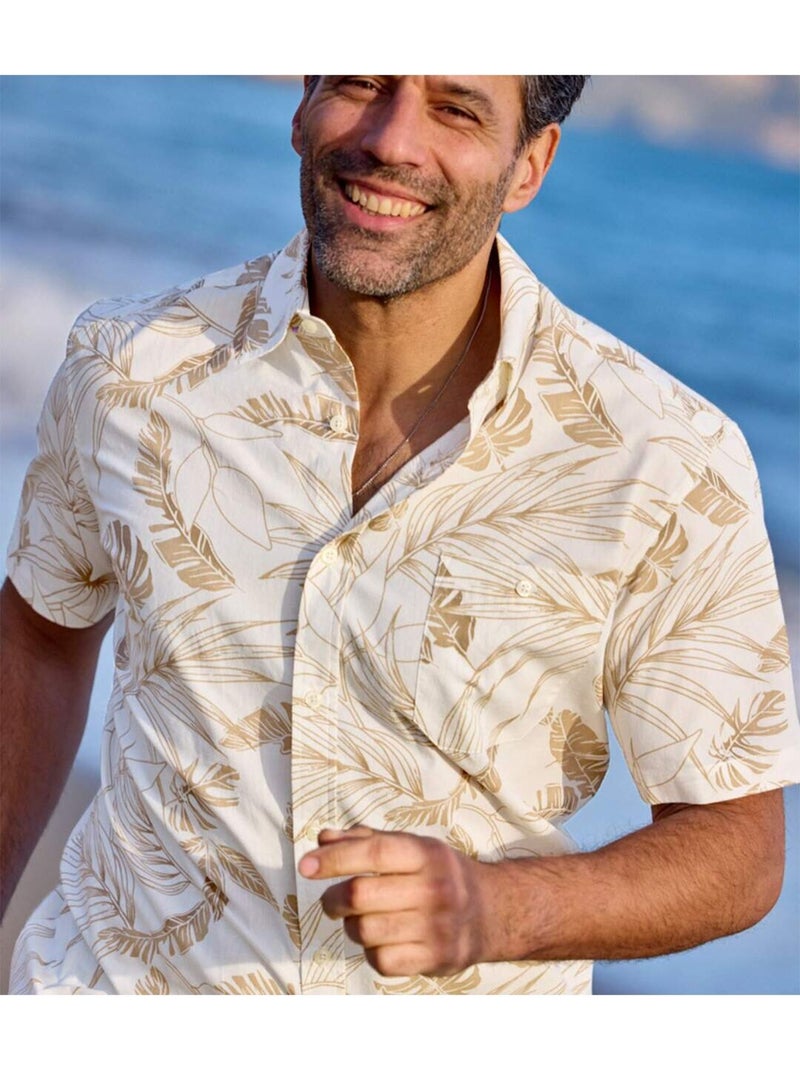 Hawaïaans overhemd van popeline - ATLAS FOR MEN Beige - Kiabi