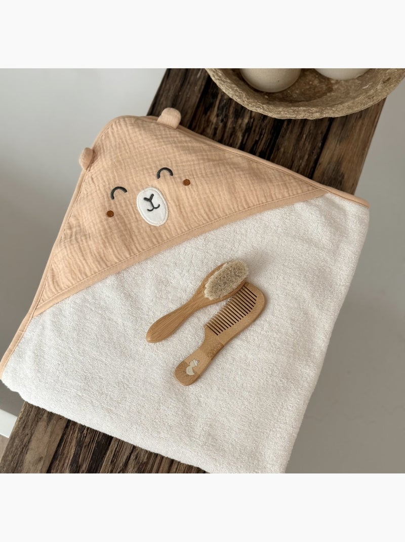 Hazelnootkleurige babybadcape Ecru - Kiabi