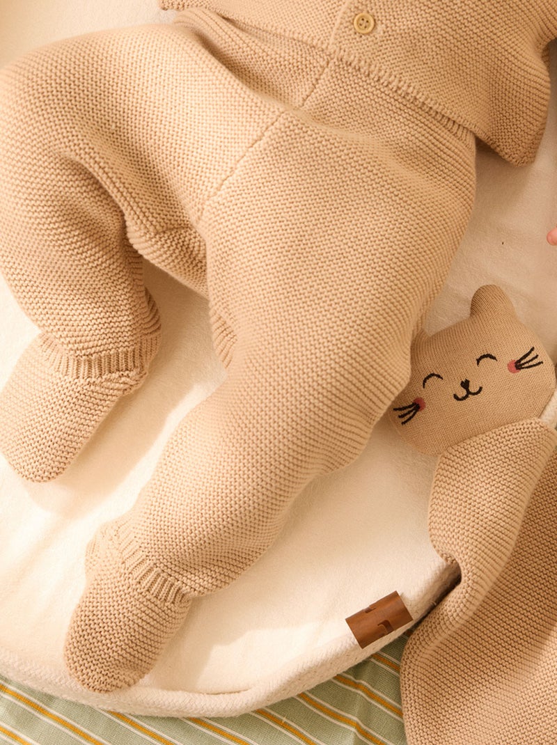 Hello Baby gebreid knuffelbeestje Beige - Kiabi