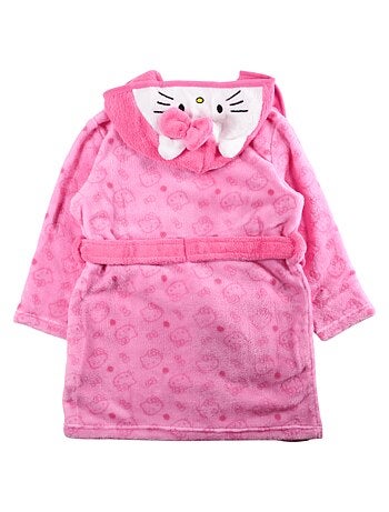 Hello kitty - peignoir à capuche avec ceinture
