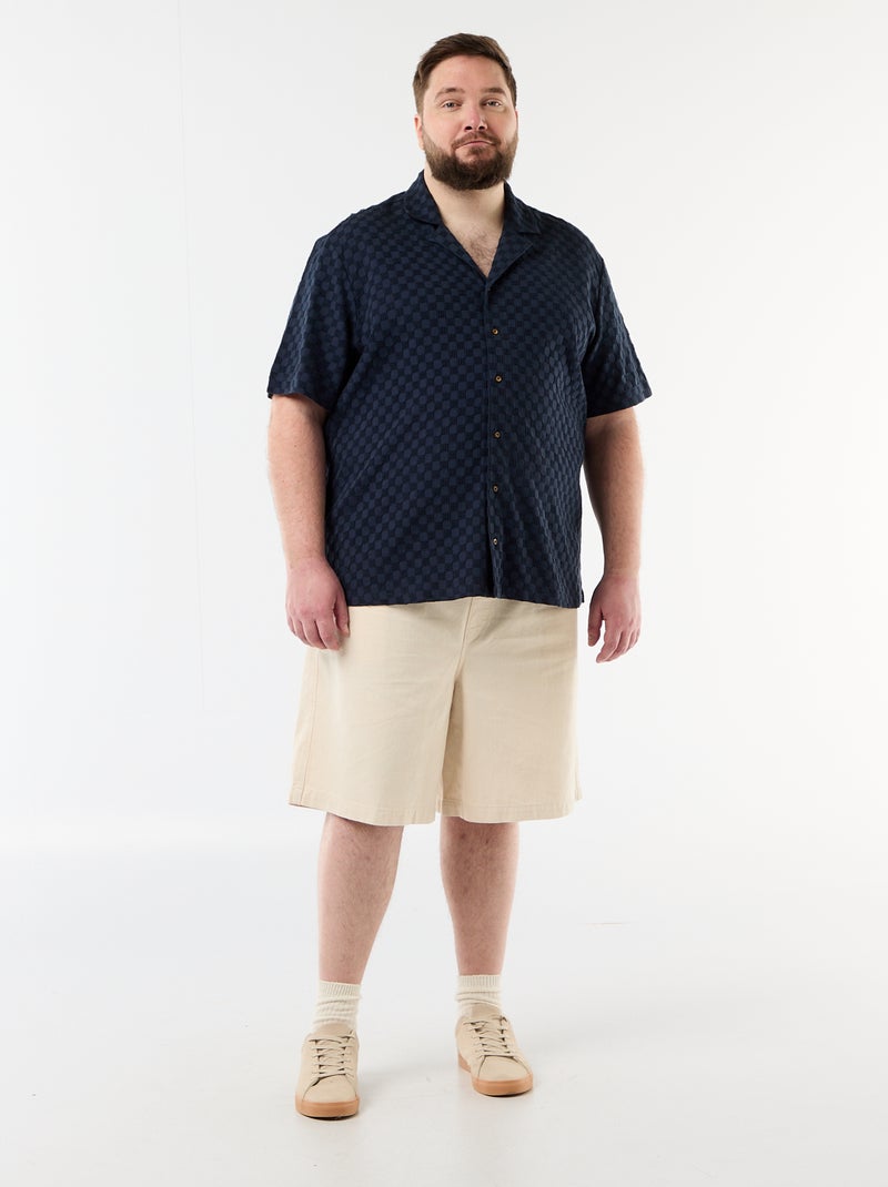 Hemd met korte mouwen van fantasiestof Blauw - Kiabi