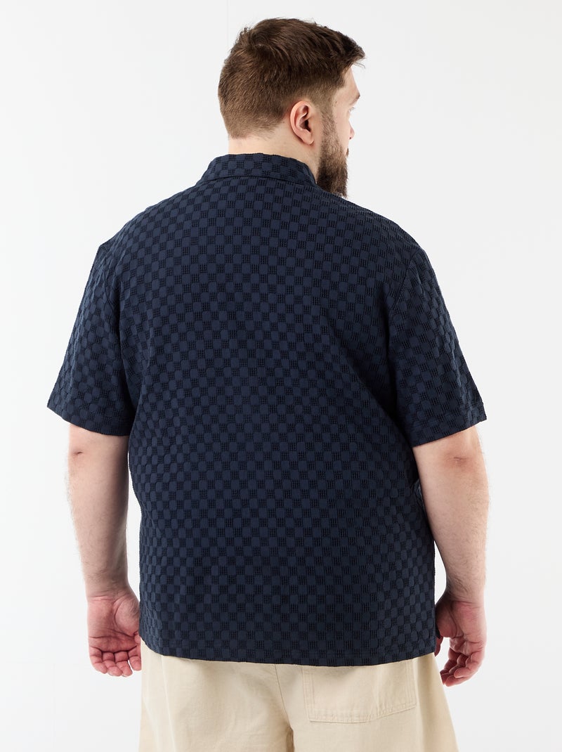 Hemd met korte mouwen van fantasiestof Blauw - Kiabi