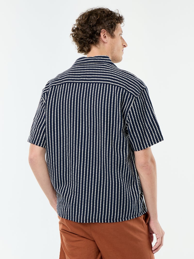 Hemd met korte mouwen van fantasiestof Blauw - Kiabi