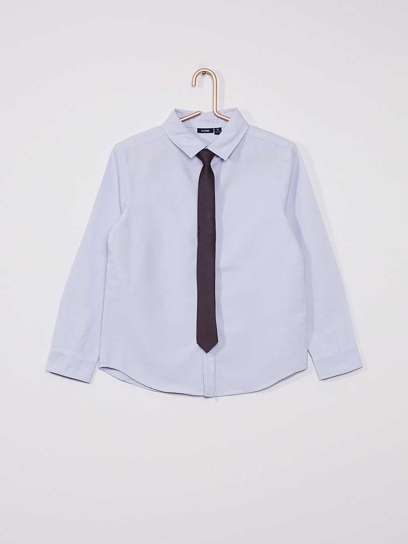 Hemd met stropdas blauw grijs - Kiabi